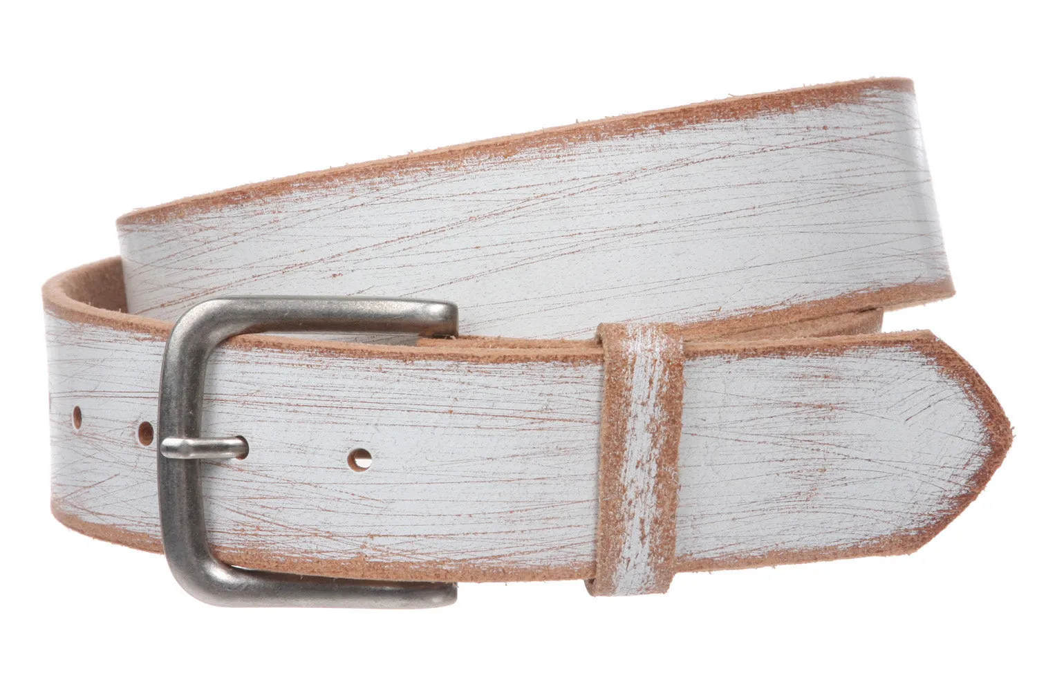 1 3/4" (45 mm) Cowhide Vintage Retro Distressed Solid Leather Belt