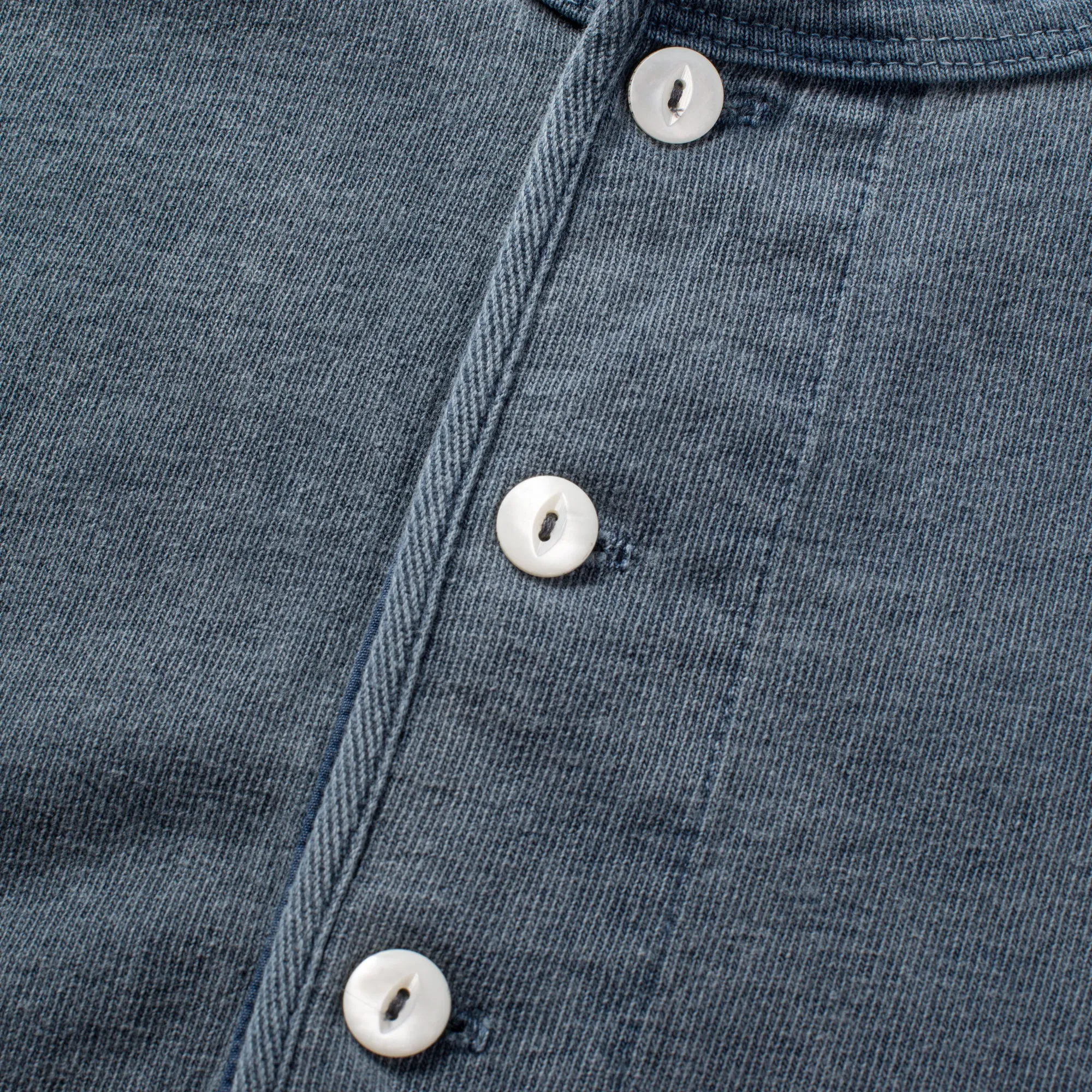 13 Ounce Henley Long Sleeve - Faded Blue