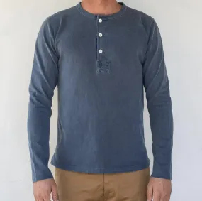 13 Ounce Henley Long Sleeve - Faded Blue