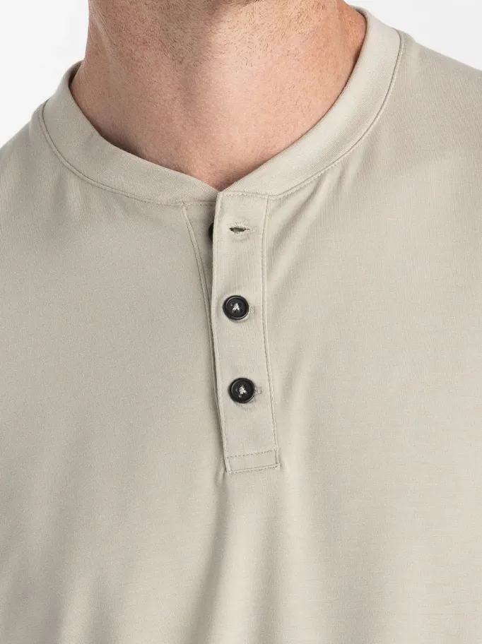 Bamboo Flex LS Henley Sandstone