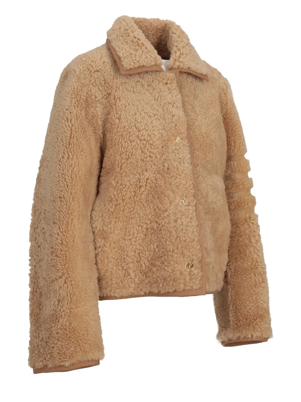 BELL SLEEVE JACKET W/ SHAVED 4BAR IN SHEARLING