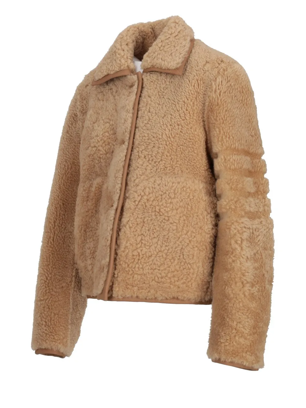 BELL SLEEVE JACKET W/ SHAVED 4BAR IN SHEARLING