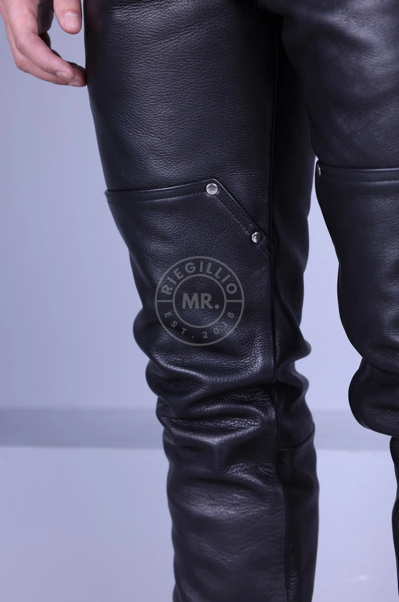 Black Leather Carpenter Pants