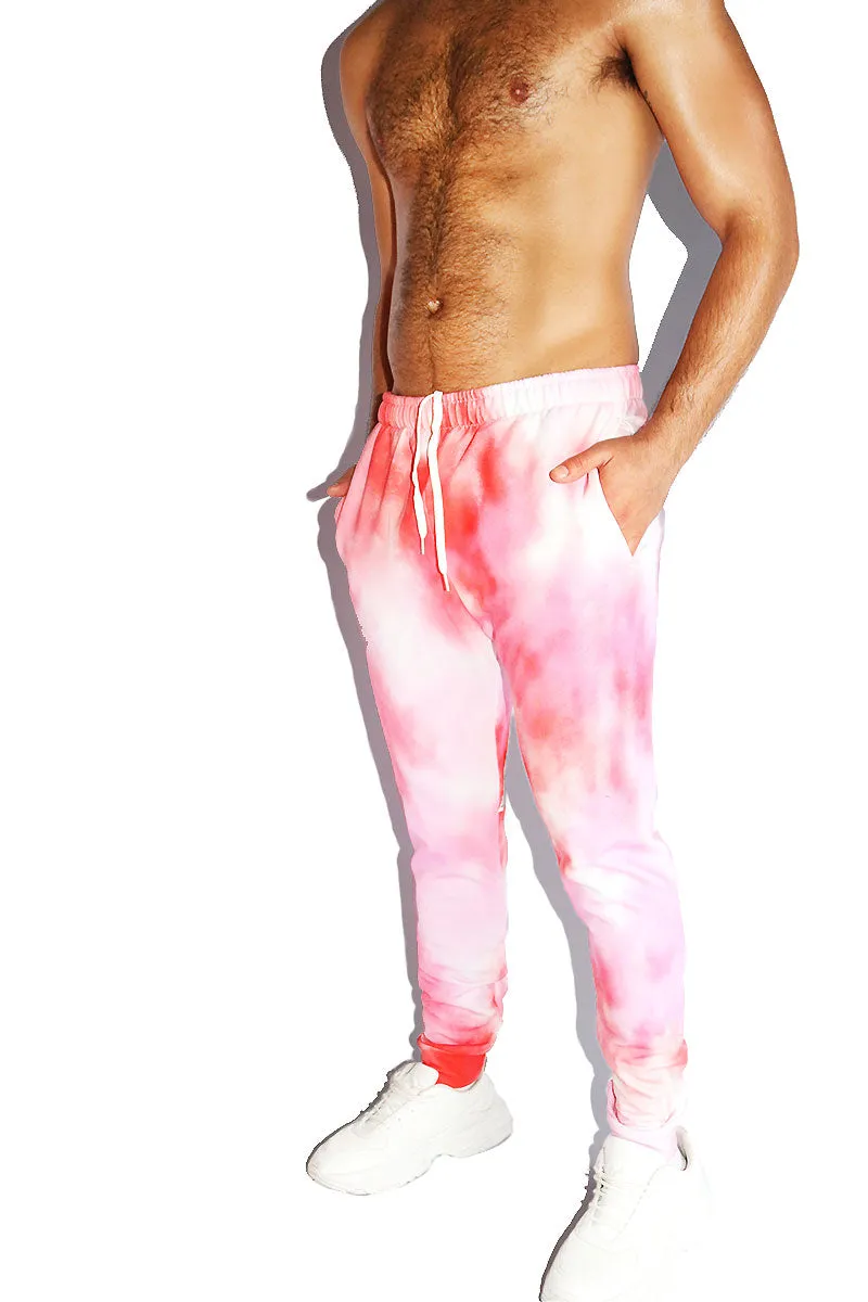 Bloody Valentine Tye Dye All Over Print Sweatpants- Red