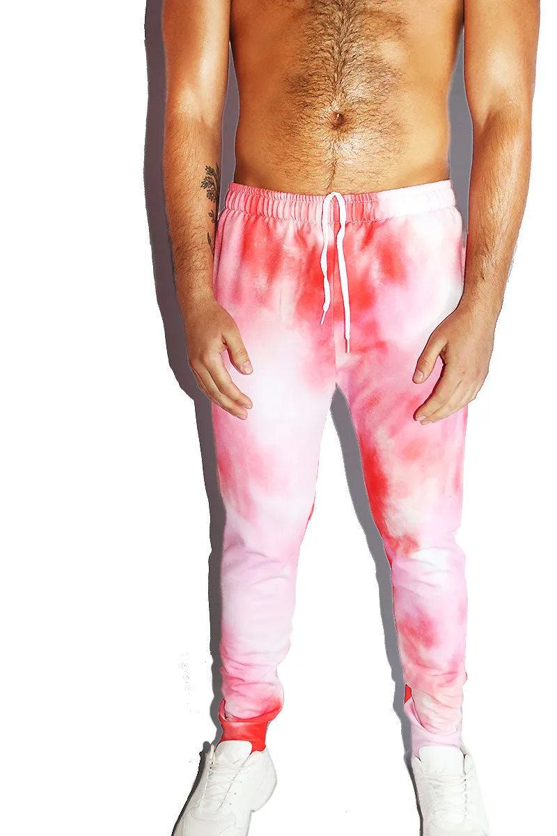 Bloody Valentine Tye Dye All Over Print Sweatpants- Red