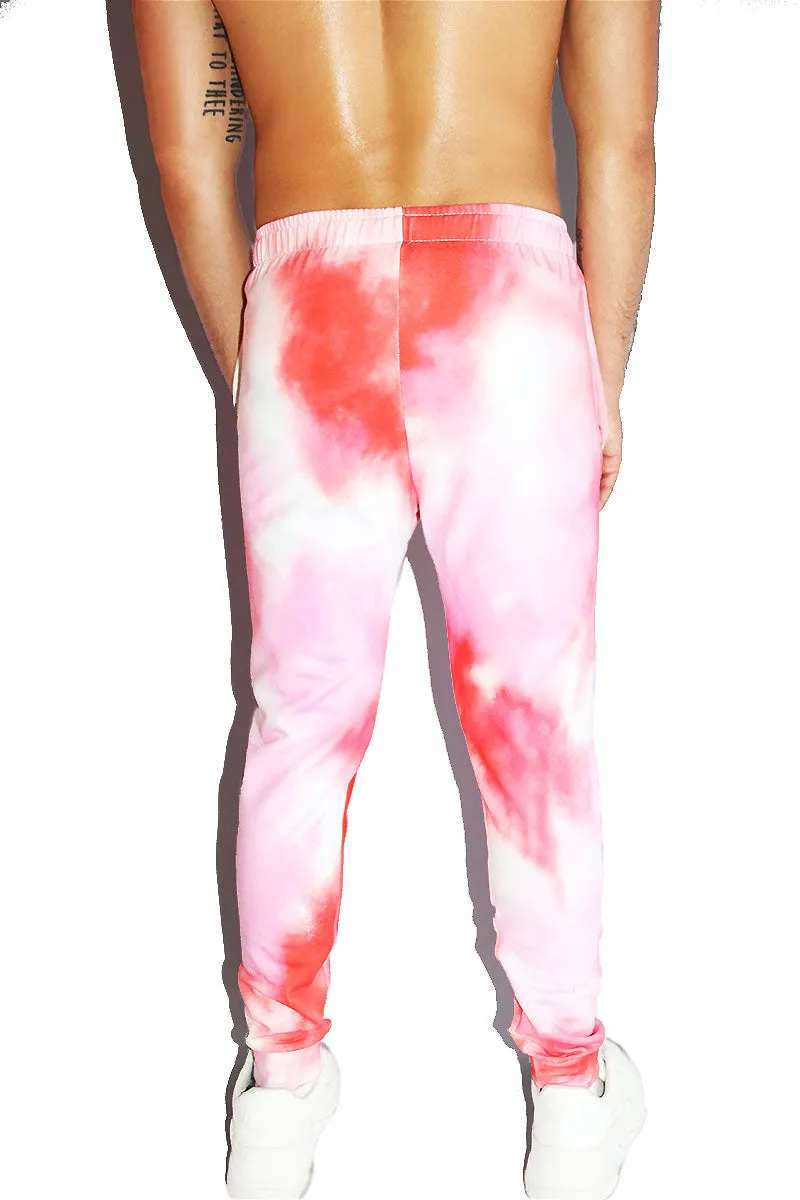 Bloody Valentine Tye Dye All Over Print Sweatpants- Red