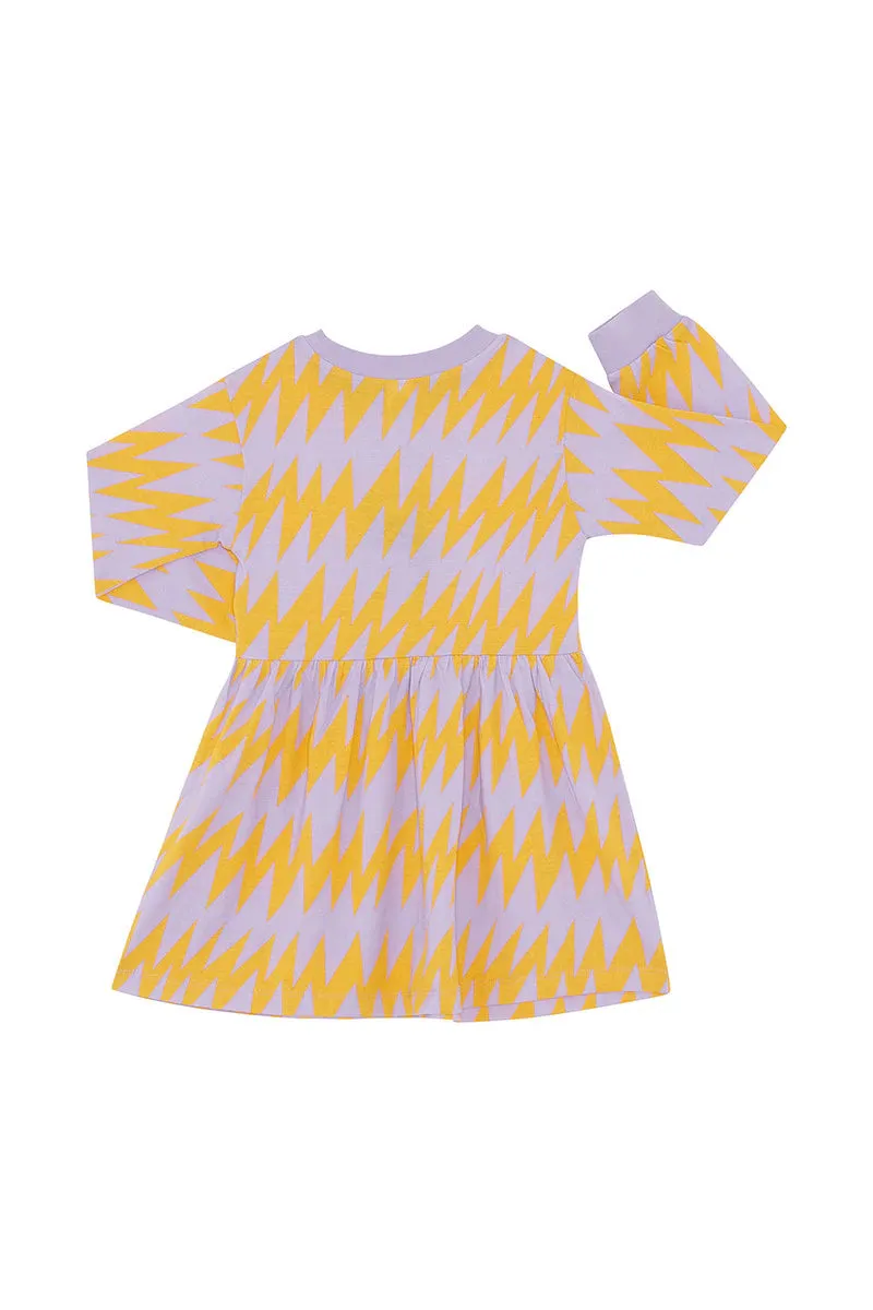 Bonds Girls Long Sleeve Tee Dress - Ziggy Zig-Ah Yellow/Lilac