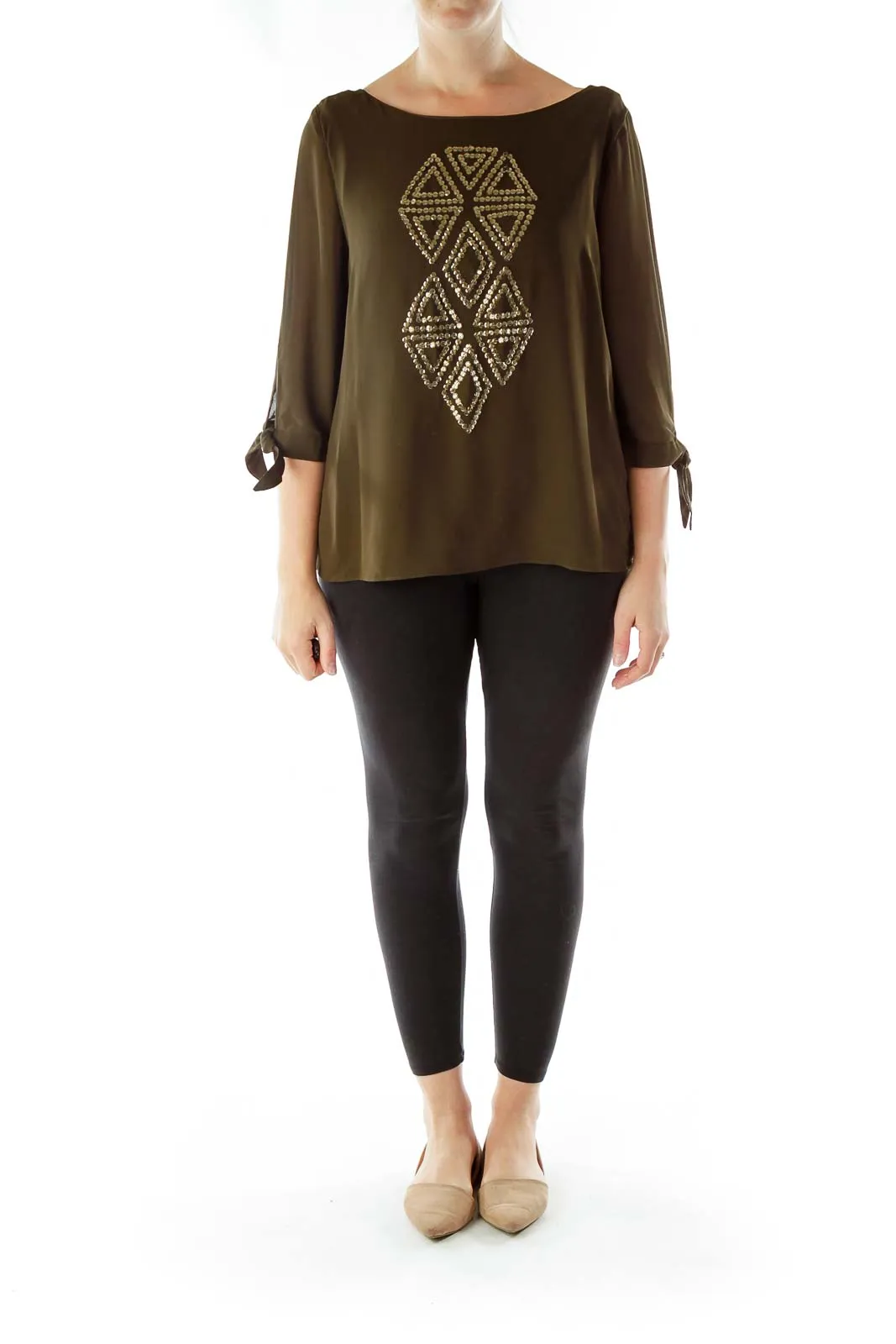 Brown Sequined Blouse