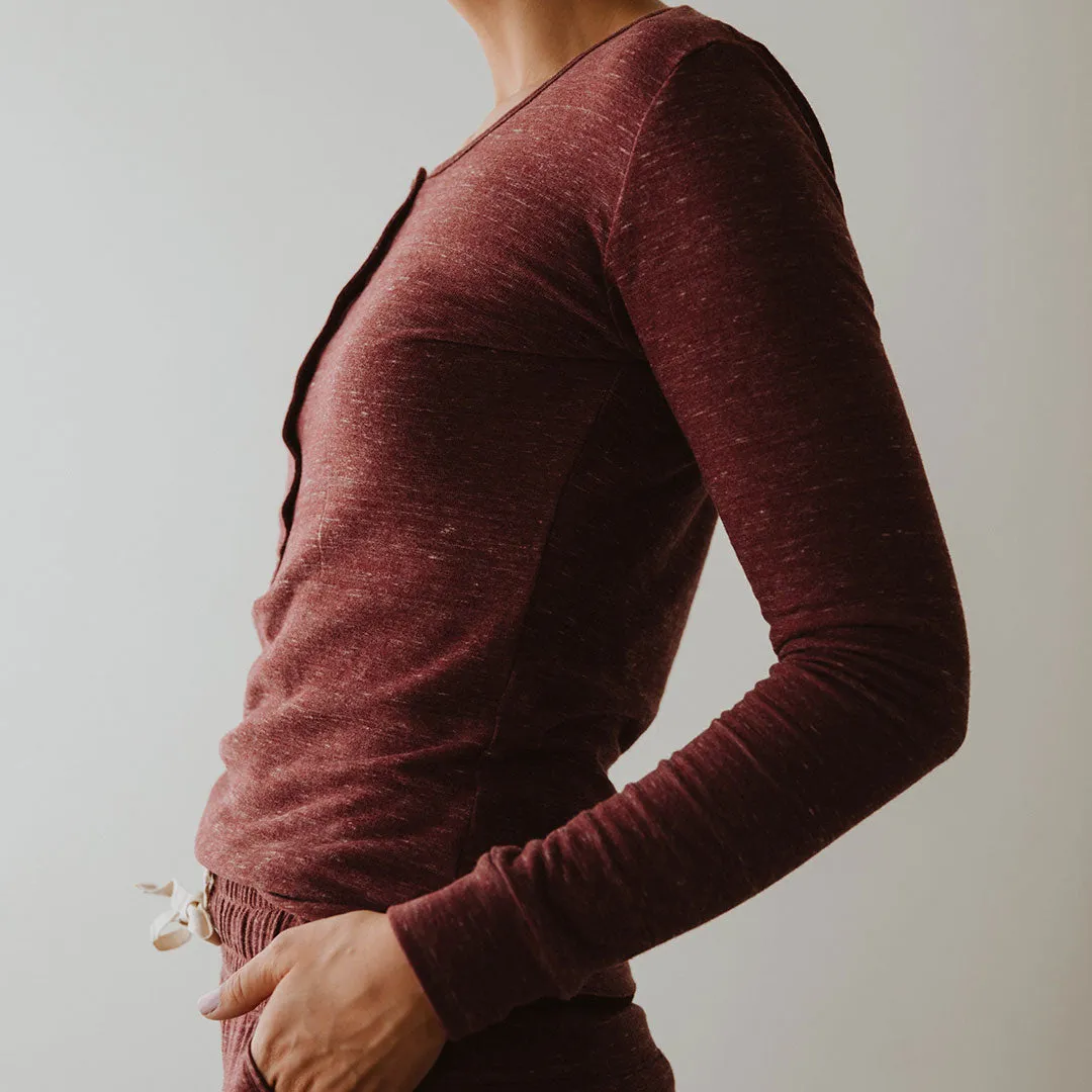 Cabin Fever Henley, Heather Maroon