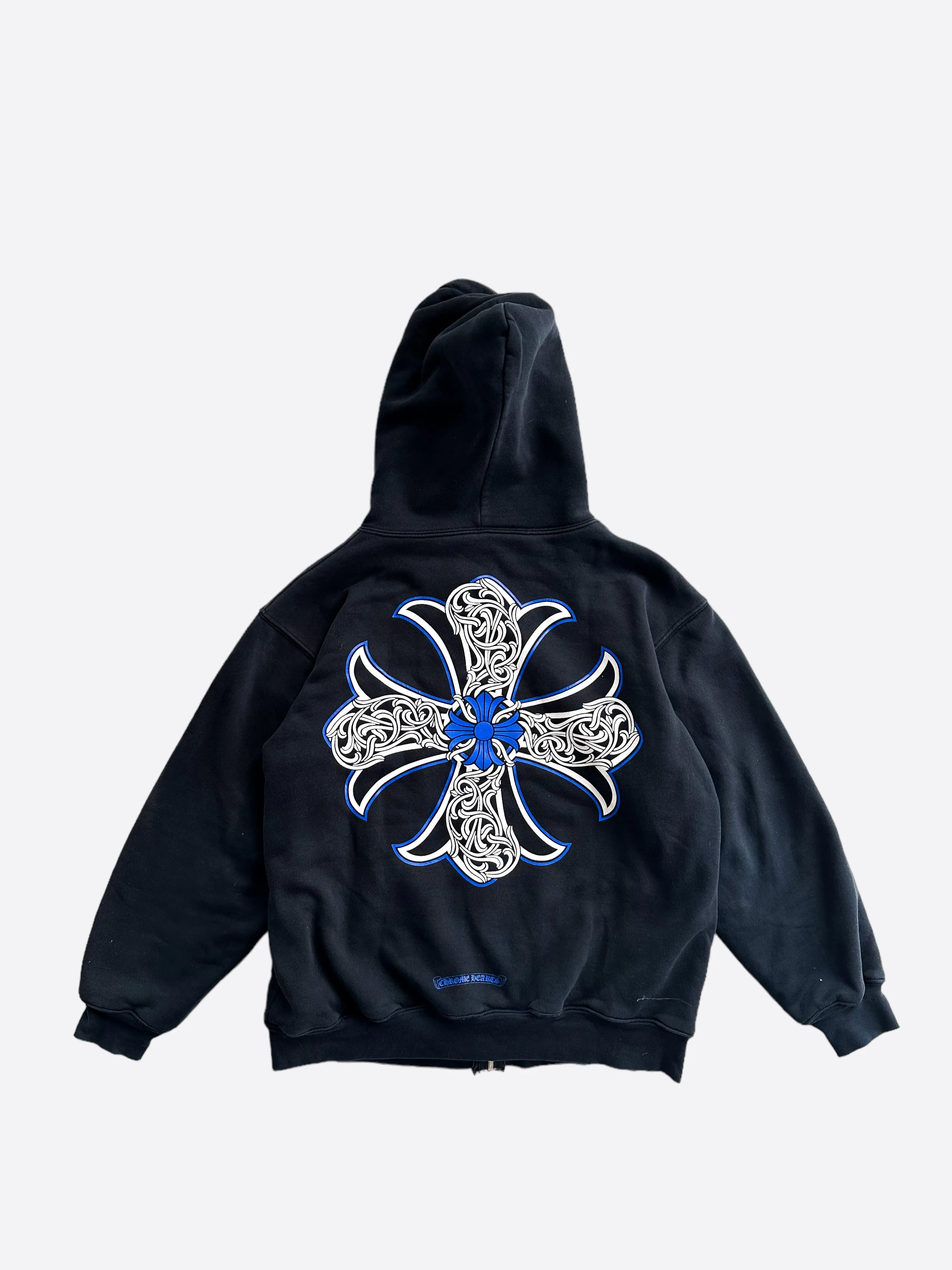 Chrome Hearts Black & Blue Cross logo Thermal Zip Up Hoodie