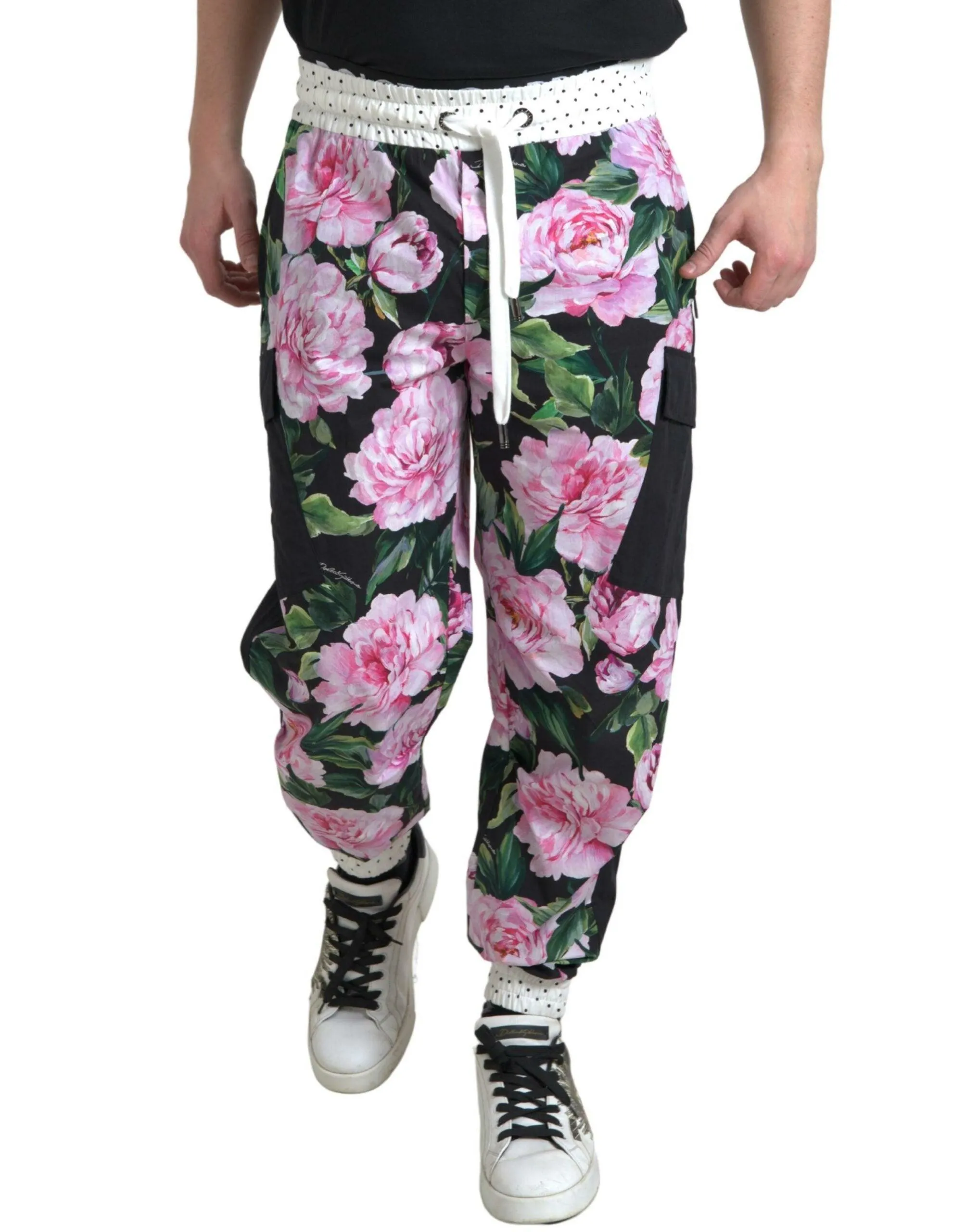 Dolce & Gabbana Multicolor Peony Joggers Cotton Men Pants