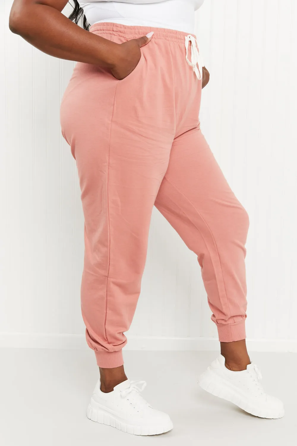 Drawstring Waist Joggers in Ash Rose