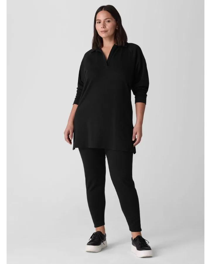 Eileen Fisher Cozy Brushed Terry Hug Henley Long Top