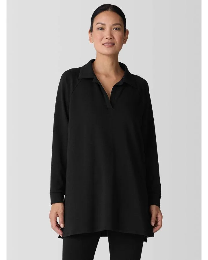 Eileen Fisher Cozy Brushed Terry Hug Henley Long Top