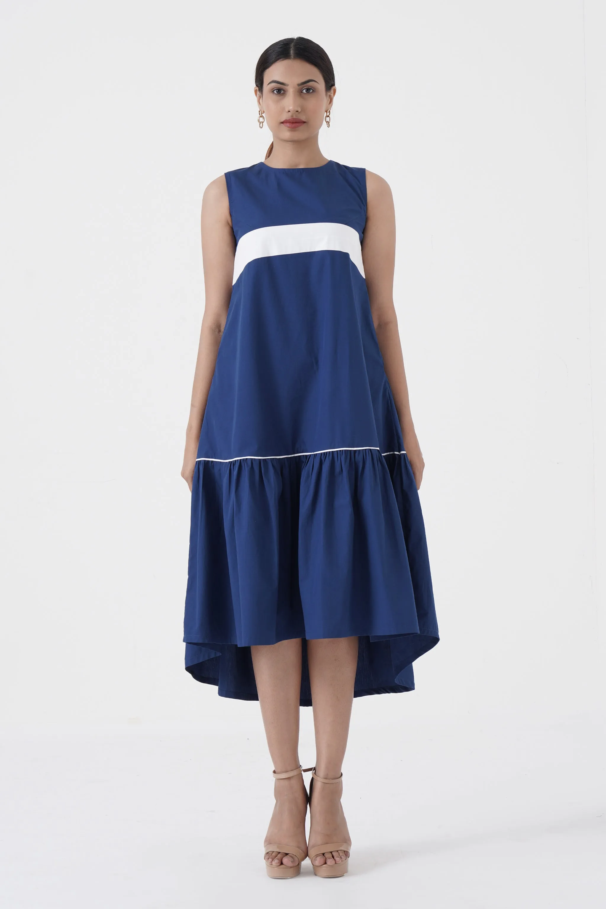 Eurythmic - White patti on chest dress - Blue