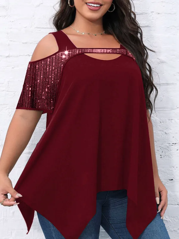 Festive Sequined Cutout Shoulder