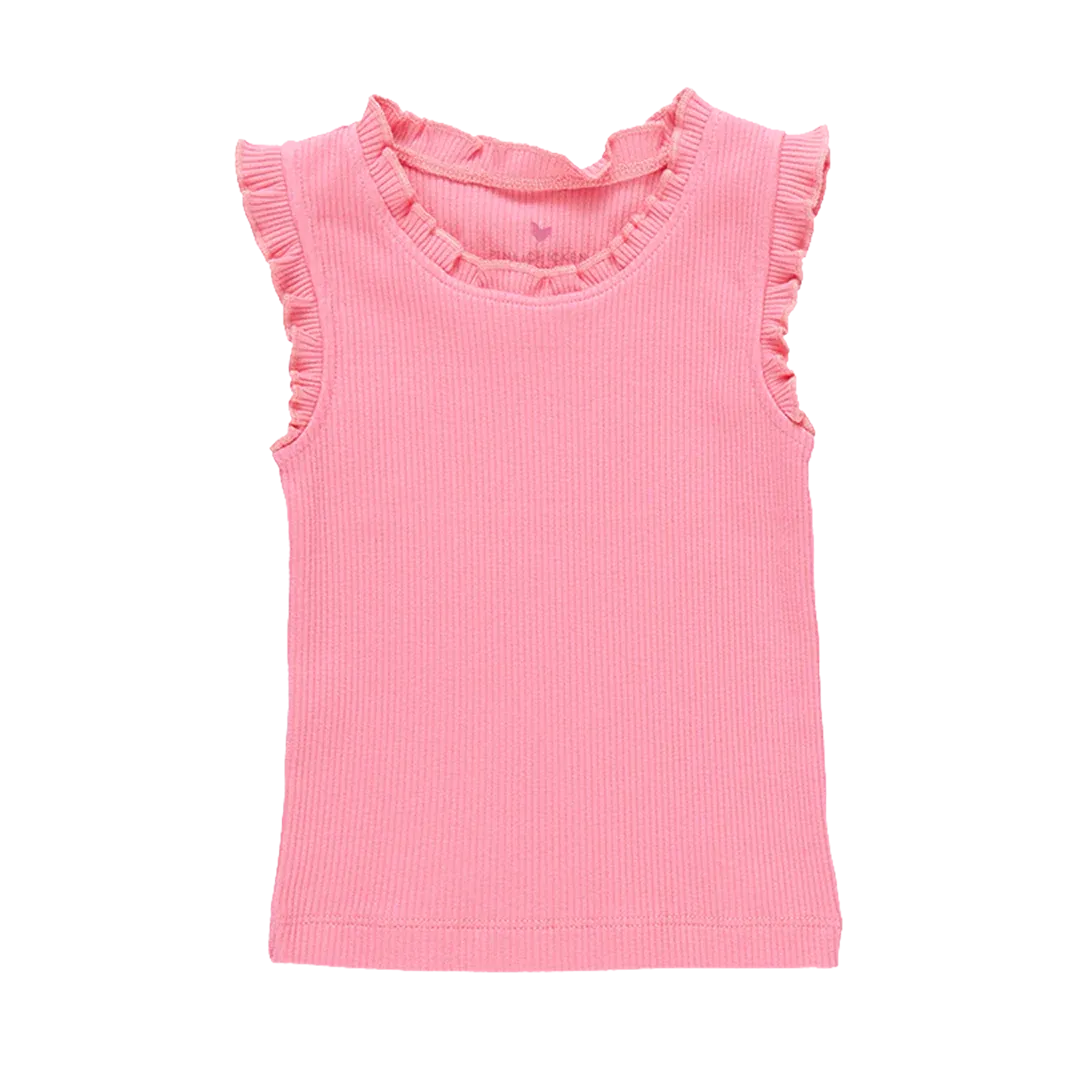 Girls Organic Ruffle Rib Tank, more colors