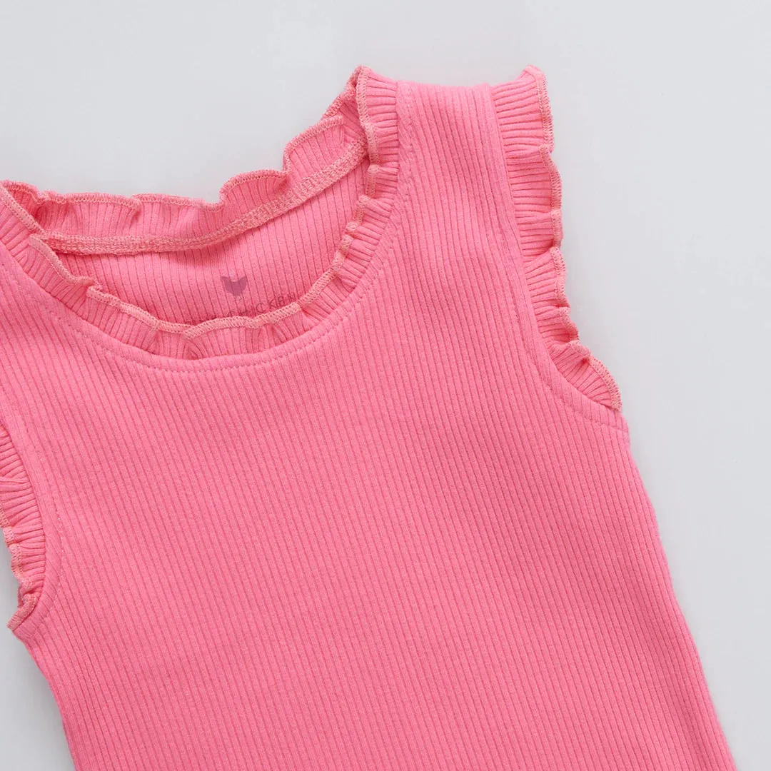 Girls Organic Ruffle Rib Tank, more colors