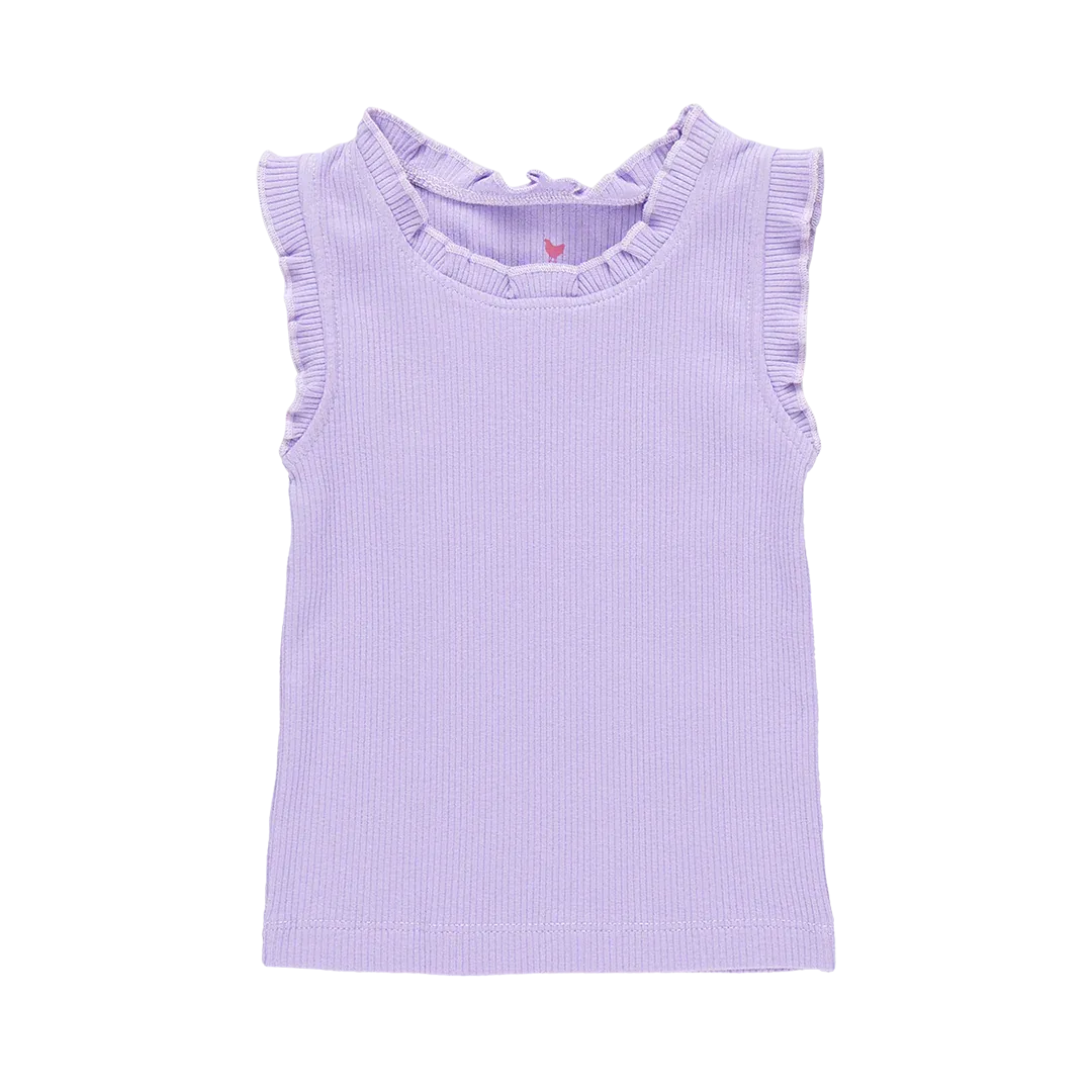 Girls Organic Ruffle Rib Tank, more colors