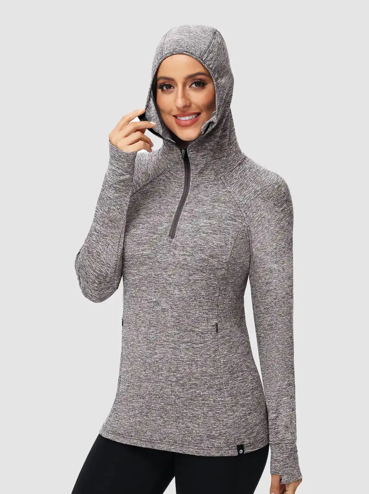 Half-zip Hoodies Long-sleeve Thermal Top for Women