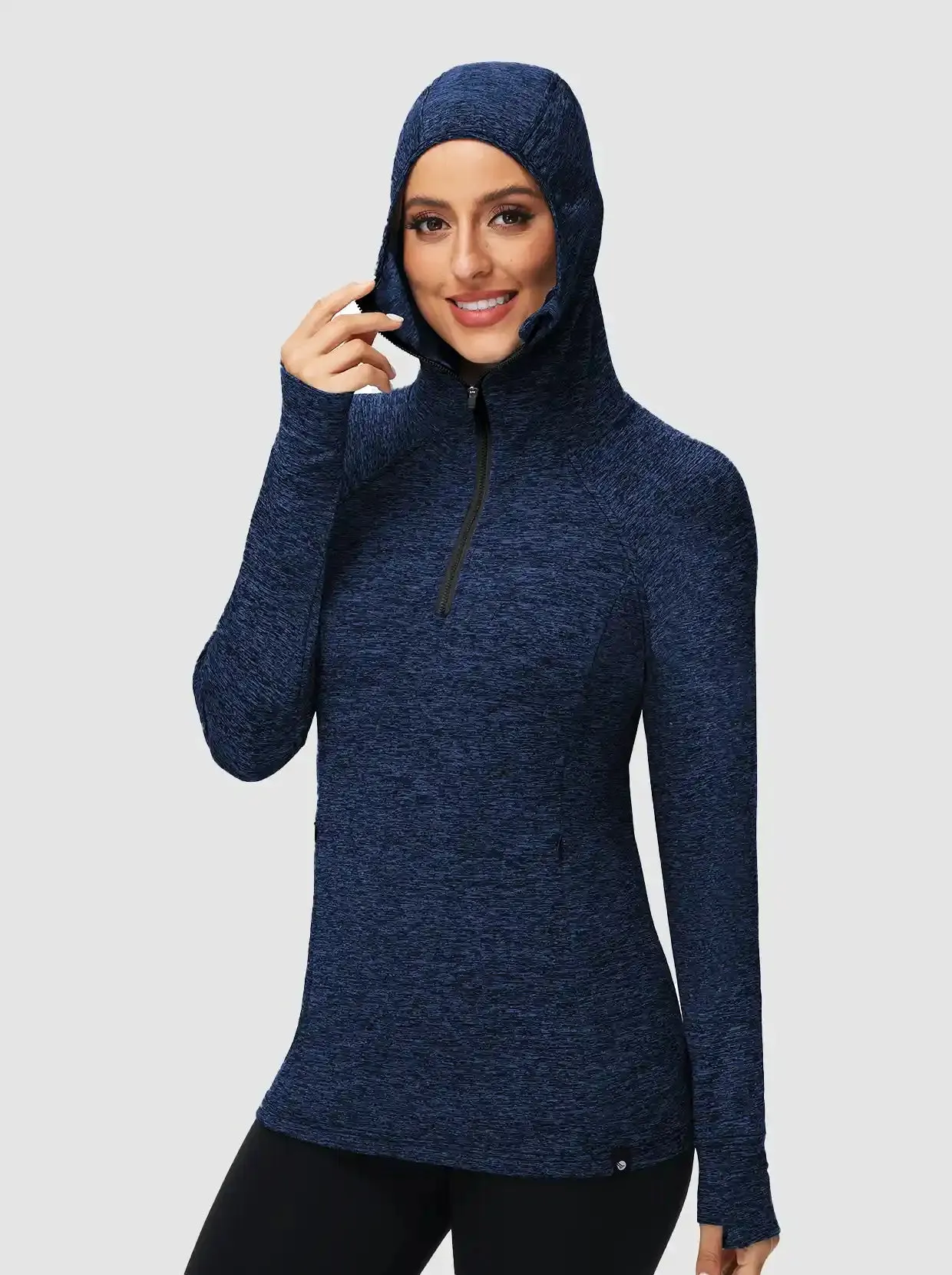 Half-zip Hoodies Long-sleeve Thermal Top for Women