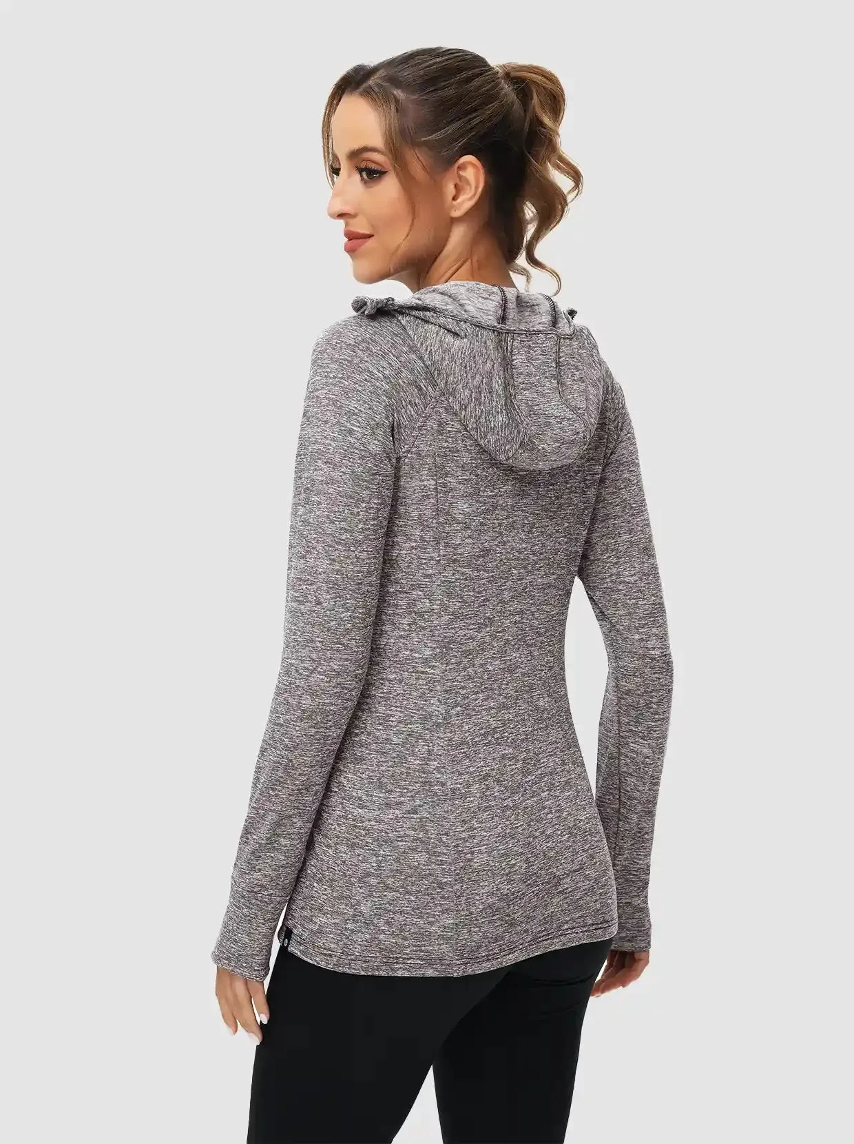 Half-zip Hoodies Long-sleeve Thermal Top for Women