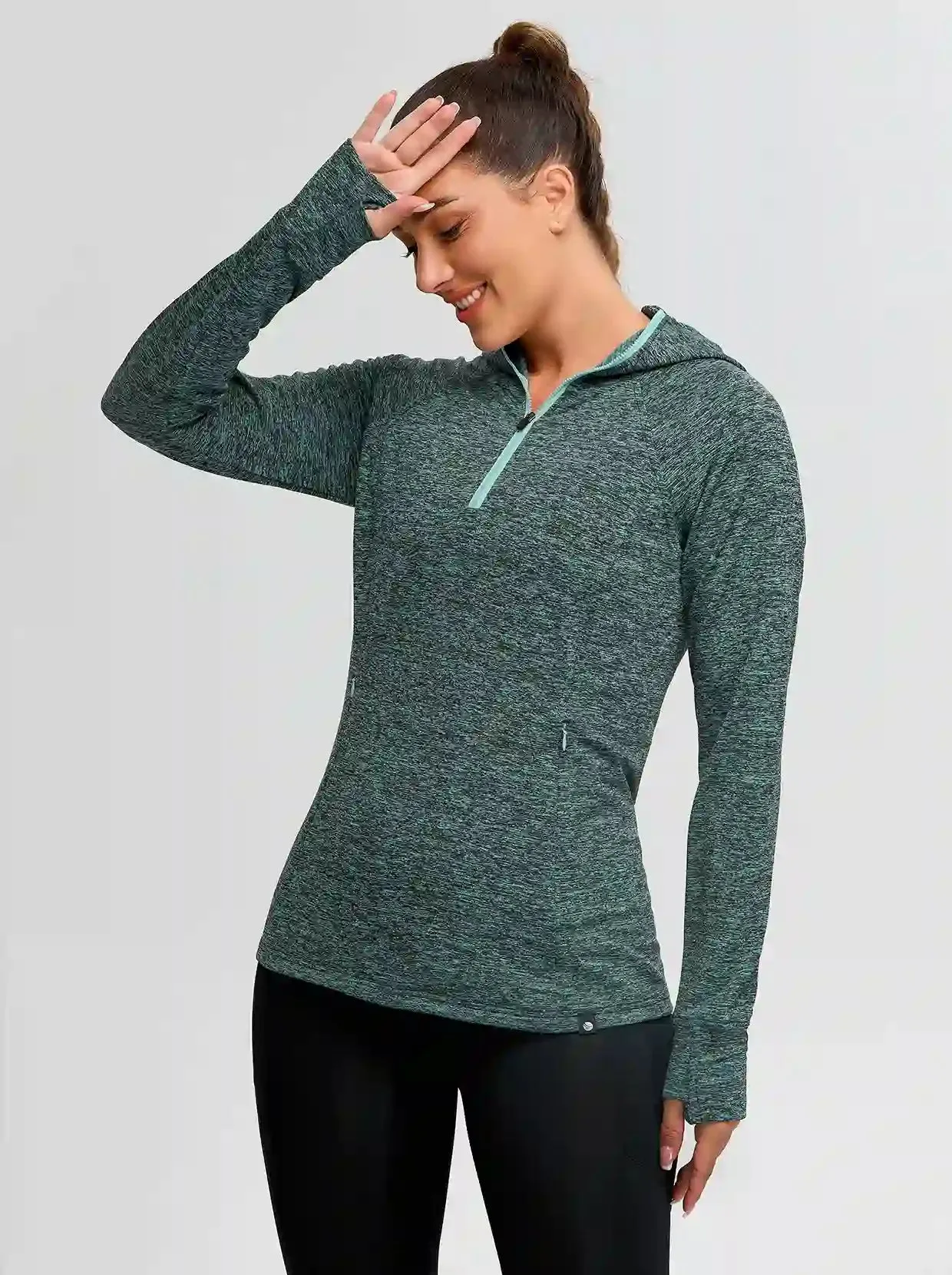 Half-zip Hoodies Long-sleeve Thermal Top for Women