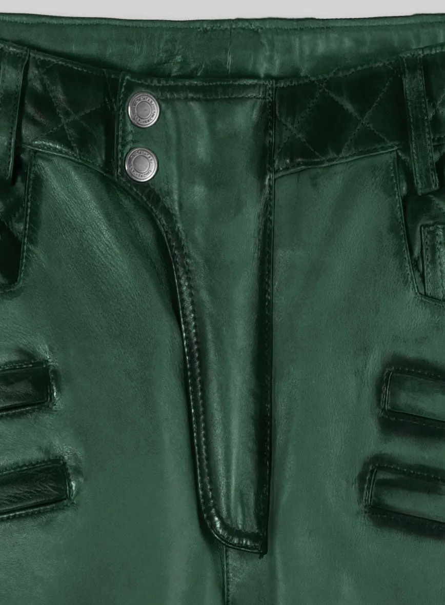 Hector Burnt Green Leather Pants