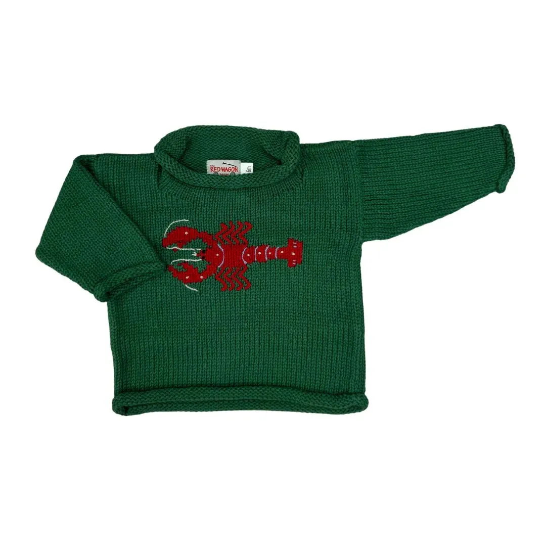 Hunter Green Lobster Roll Neck Sweater