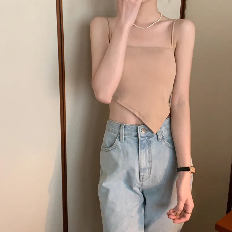 [Korean Style] Asymmetrical Spaghetti Cami Top