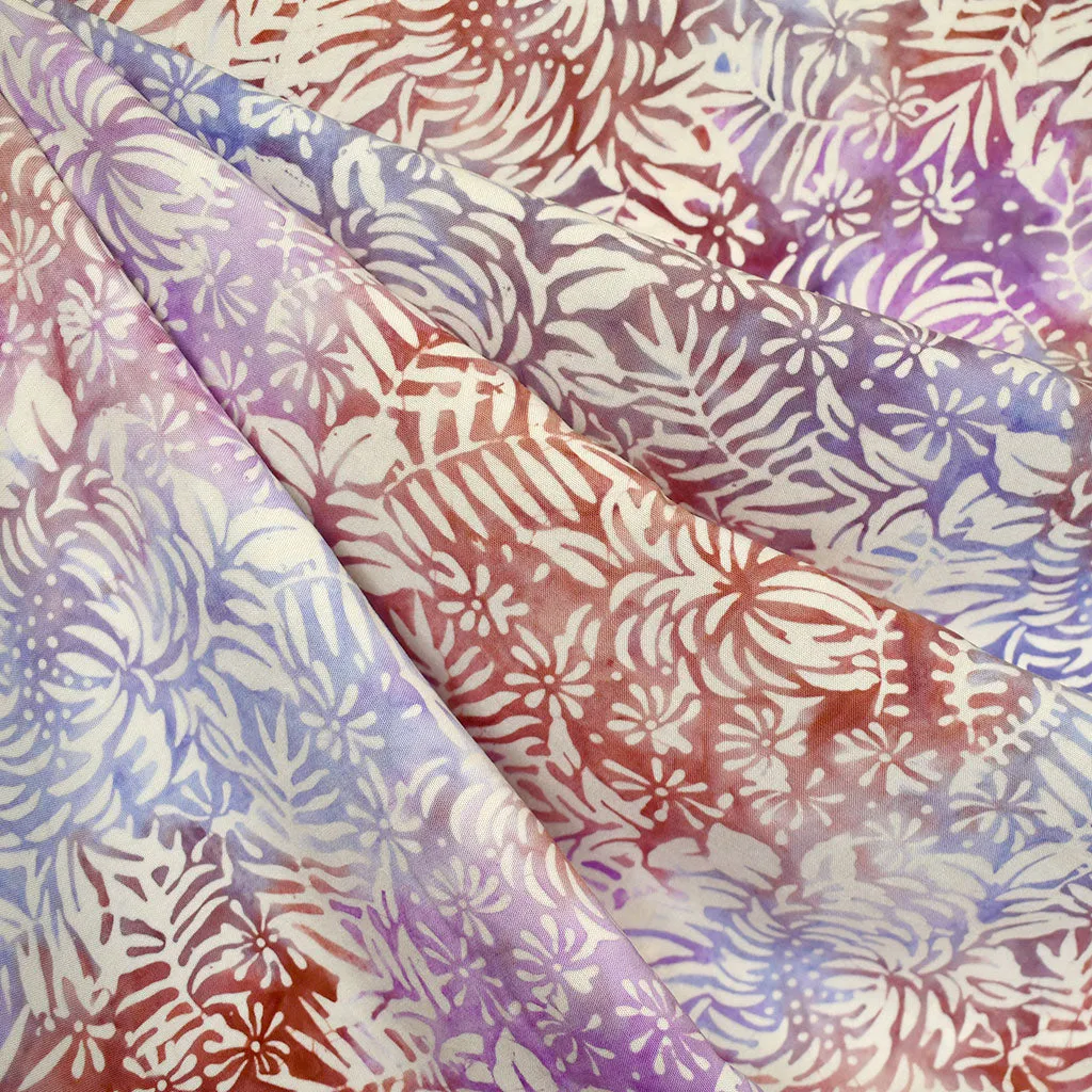 Layered Fern Floral Exclusive Rayon Batik Lavender