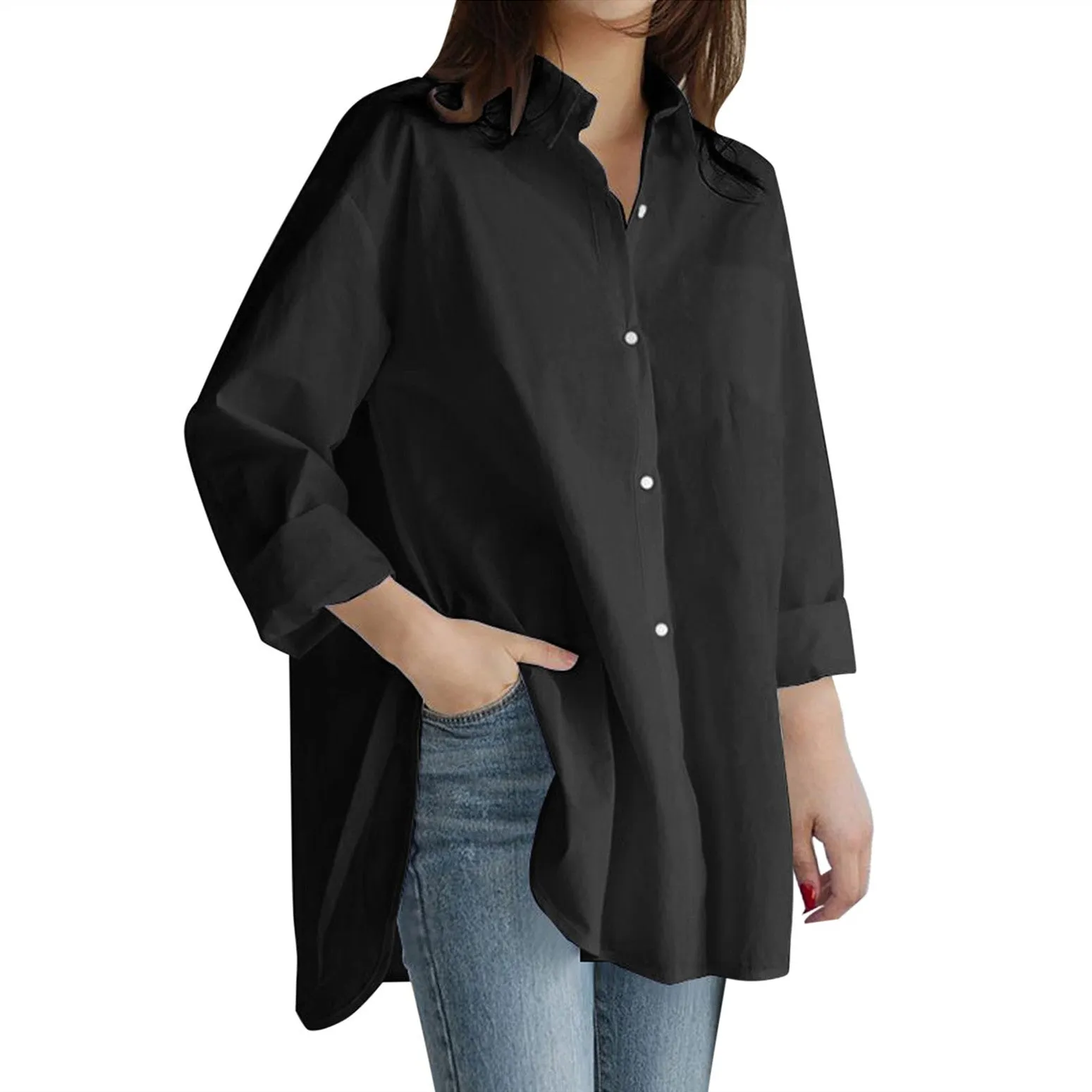 Luexco Asymmetric Long Sleeve Top Loose Fit