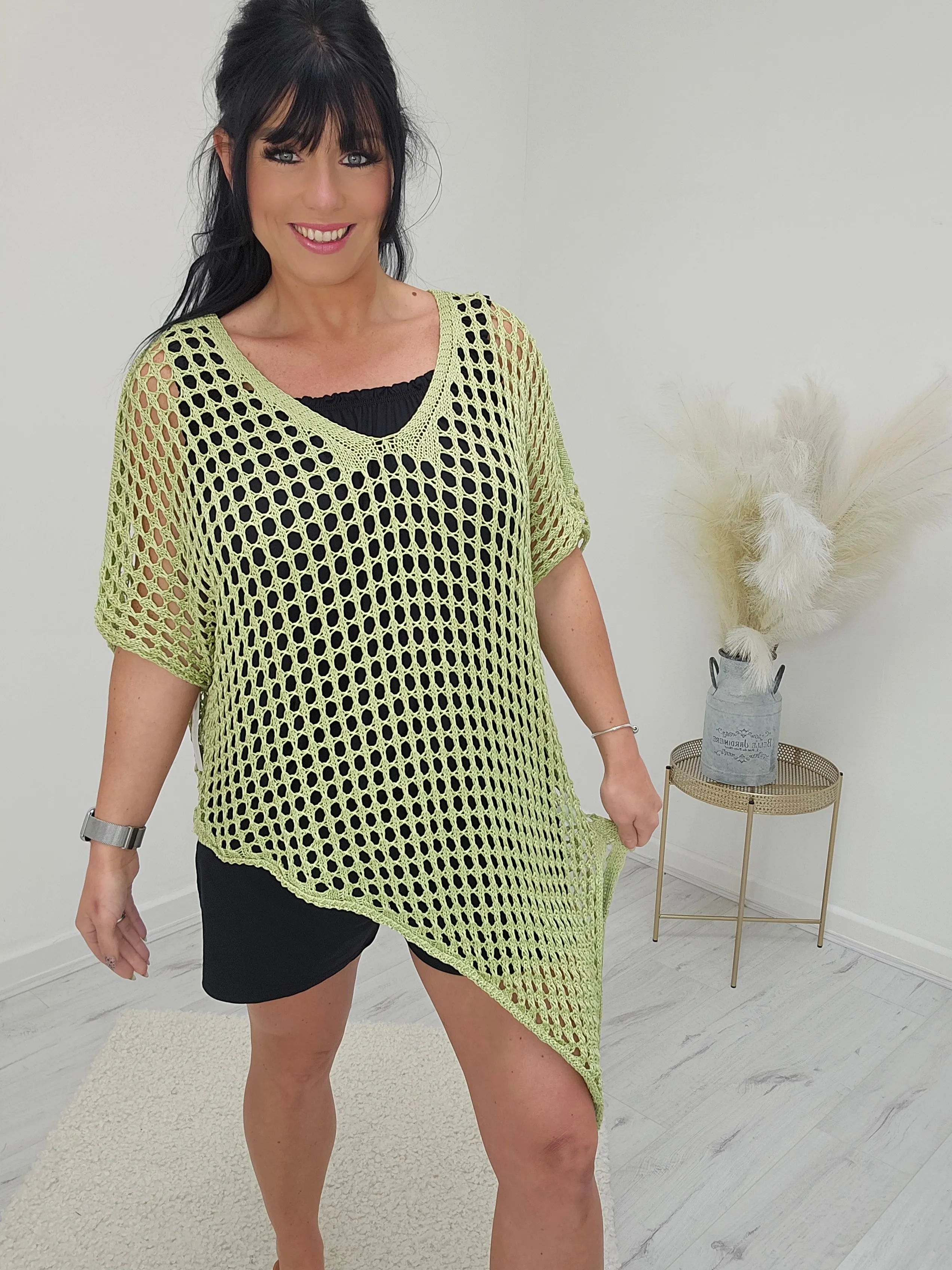 Madrid Crochet Throwover Top (Asymmetric) - ( Choose your colour )