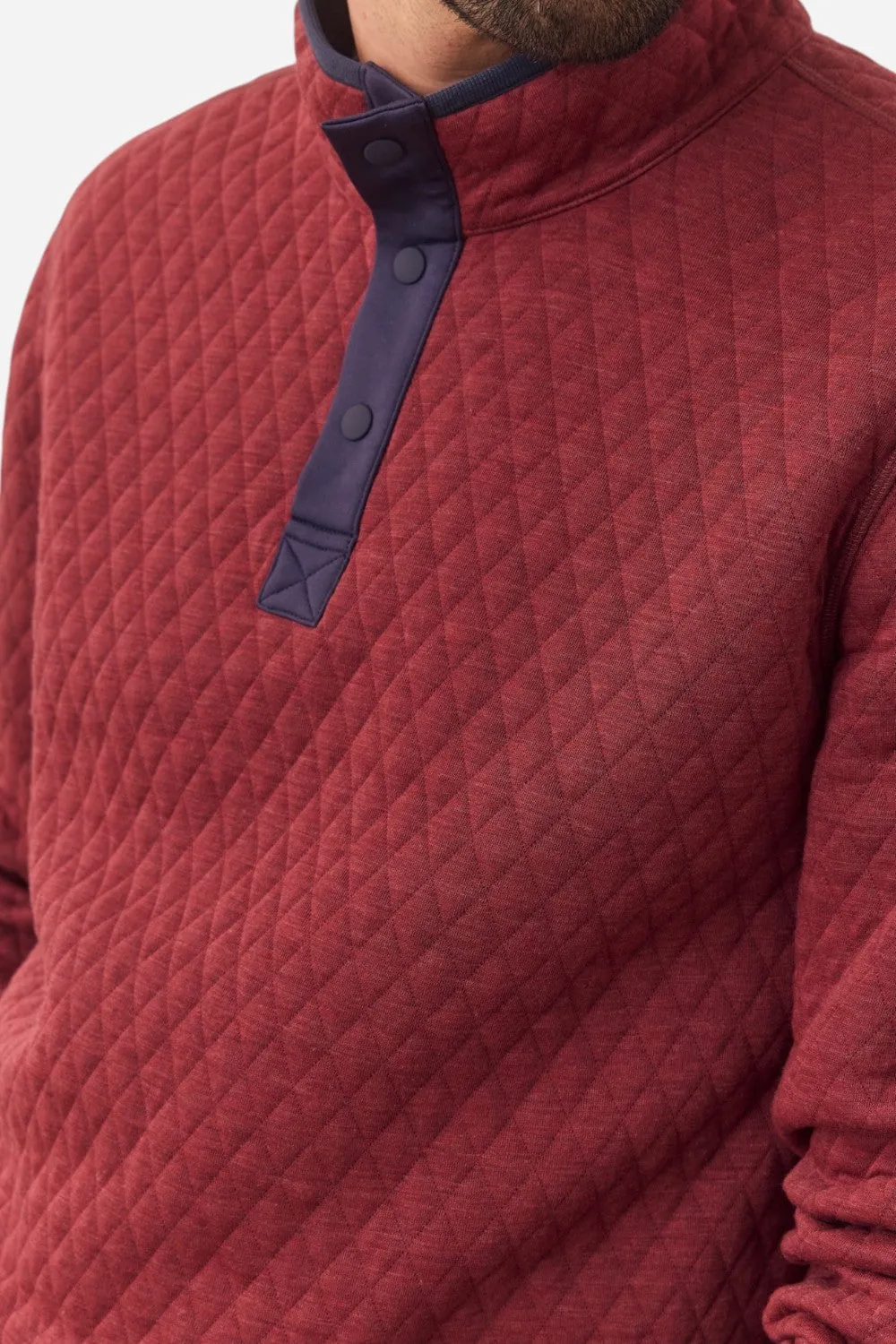 Marine Layer Corbet Reversible Pullover in Burgundy/Navy