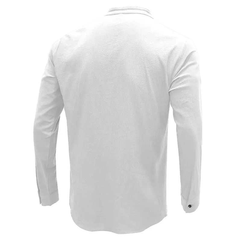 Mens Casual Blouse  Flex Henley Long Sleeve Pocket T Shirts Loose Tops  |  220505