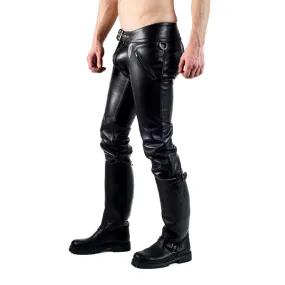 Mens Leather Convertible Pants with Detachable Jockstrap