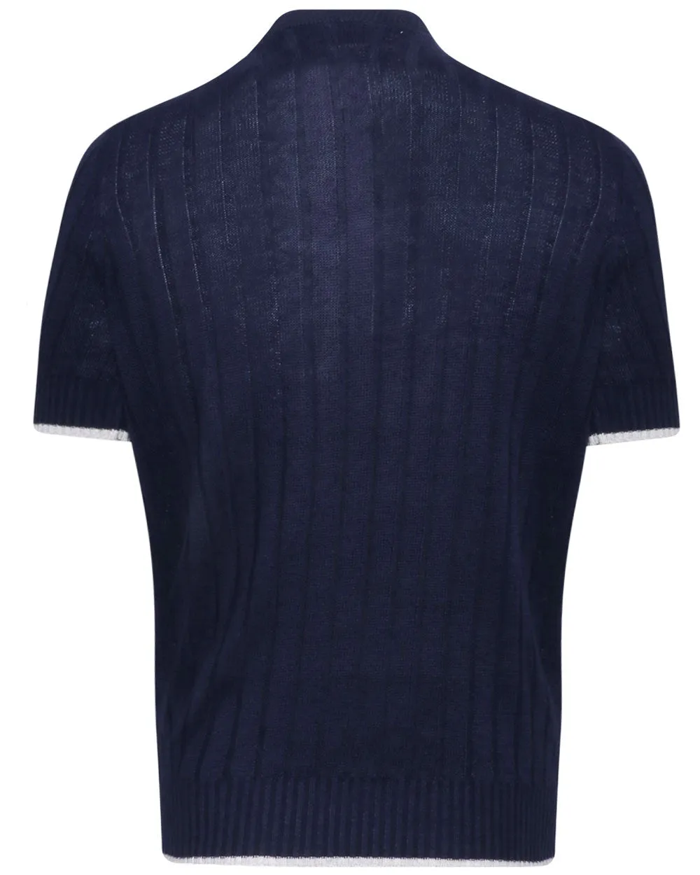 Navy Henley Knit Short Sleeve