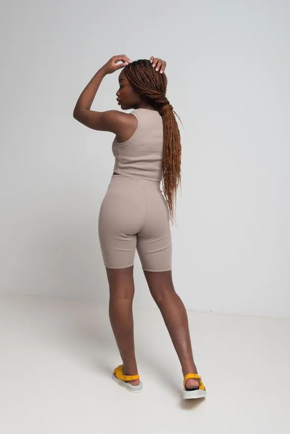 Odeyalo Tincset Bodycon Top (Taupe Brown)