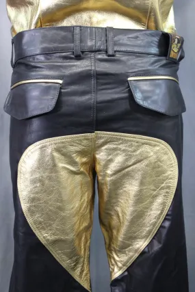 OnF Leather Formal Pants in Black with Gold Highlights