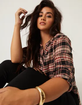 Plus Size Plaid Henley Top