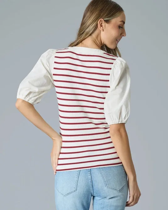 Puff Sleeve Henley Top