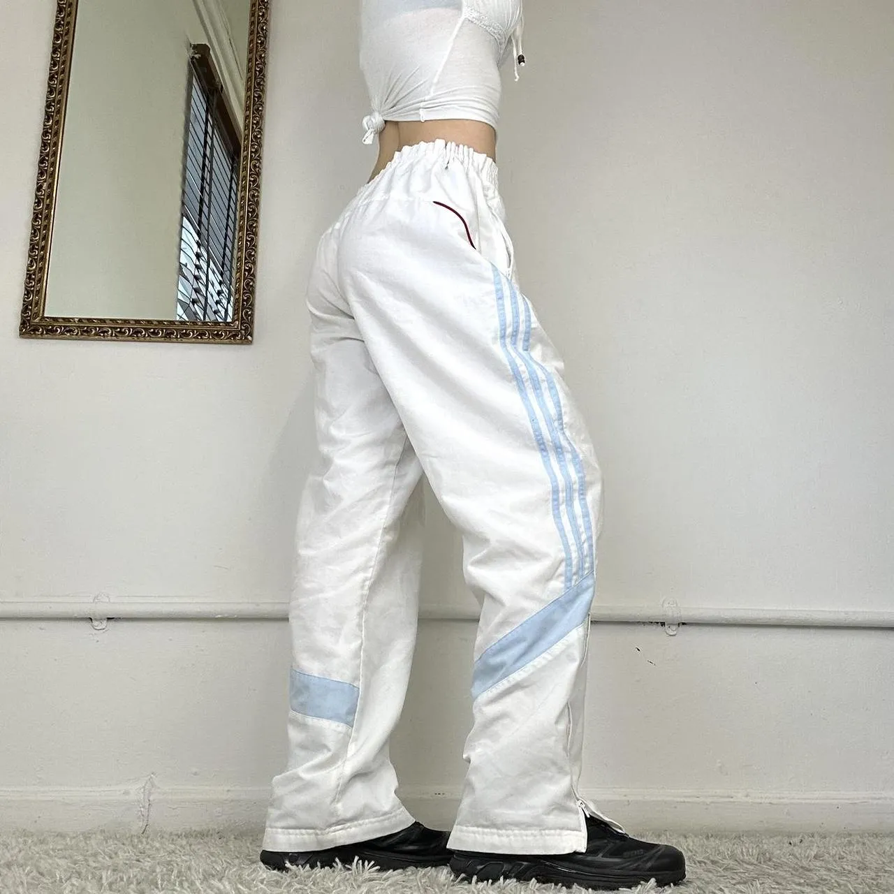 retro white baggy adidas joggers