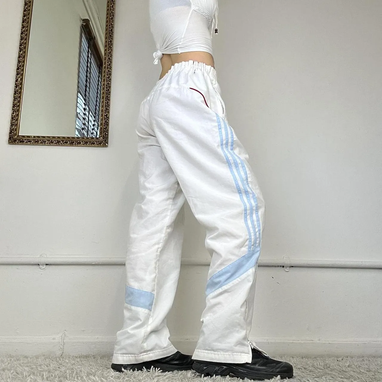 retro white baggy adidas joggers