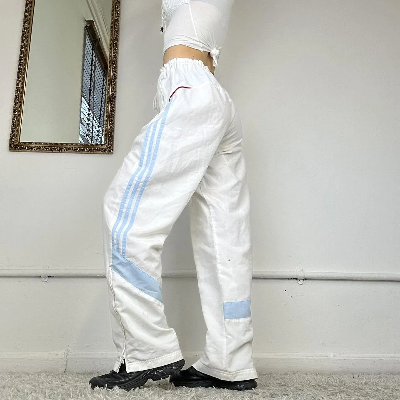 retro white baggy adidas joggers