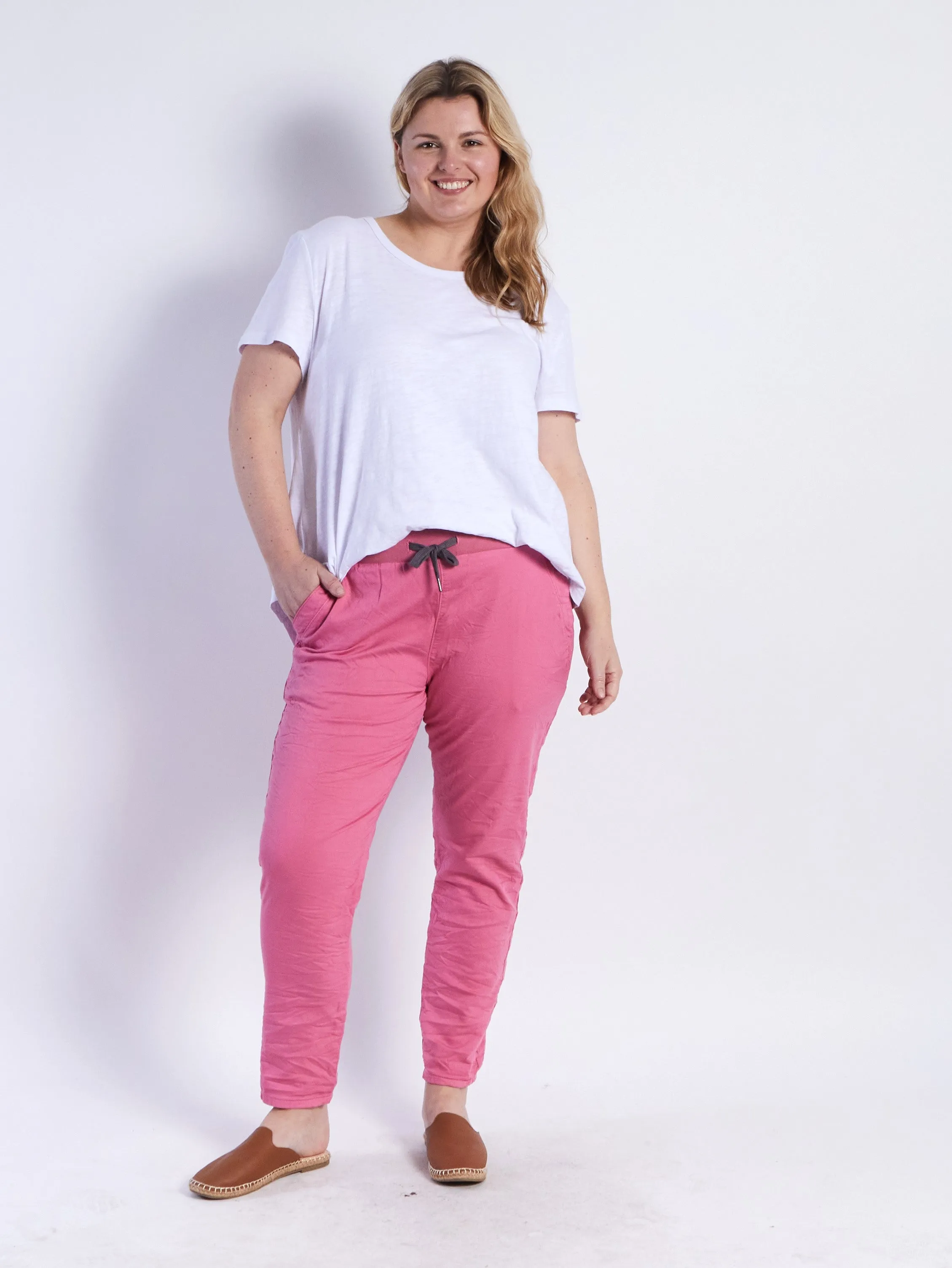 Riley Denim Joggers - Pink