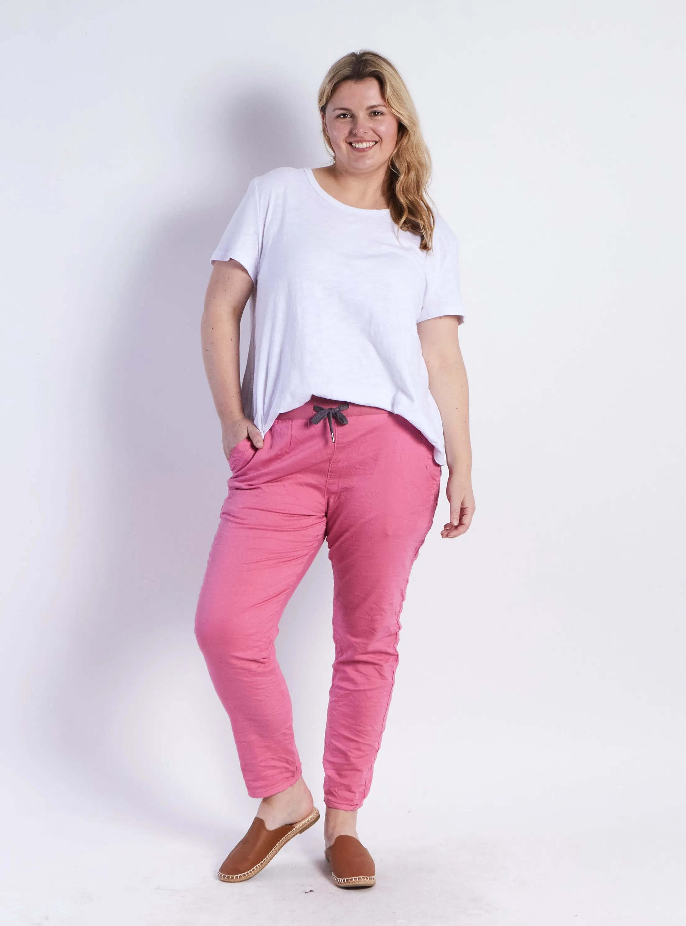 Riley Denim Joggers - Pink