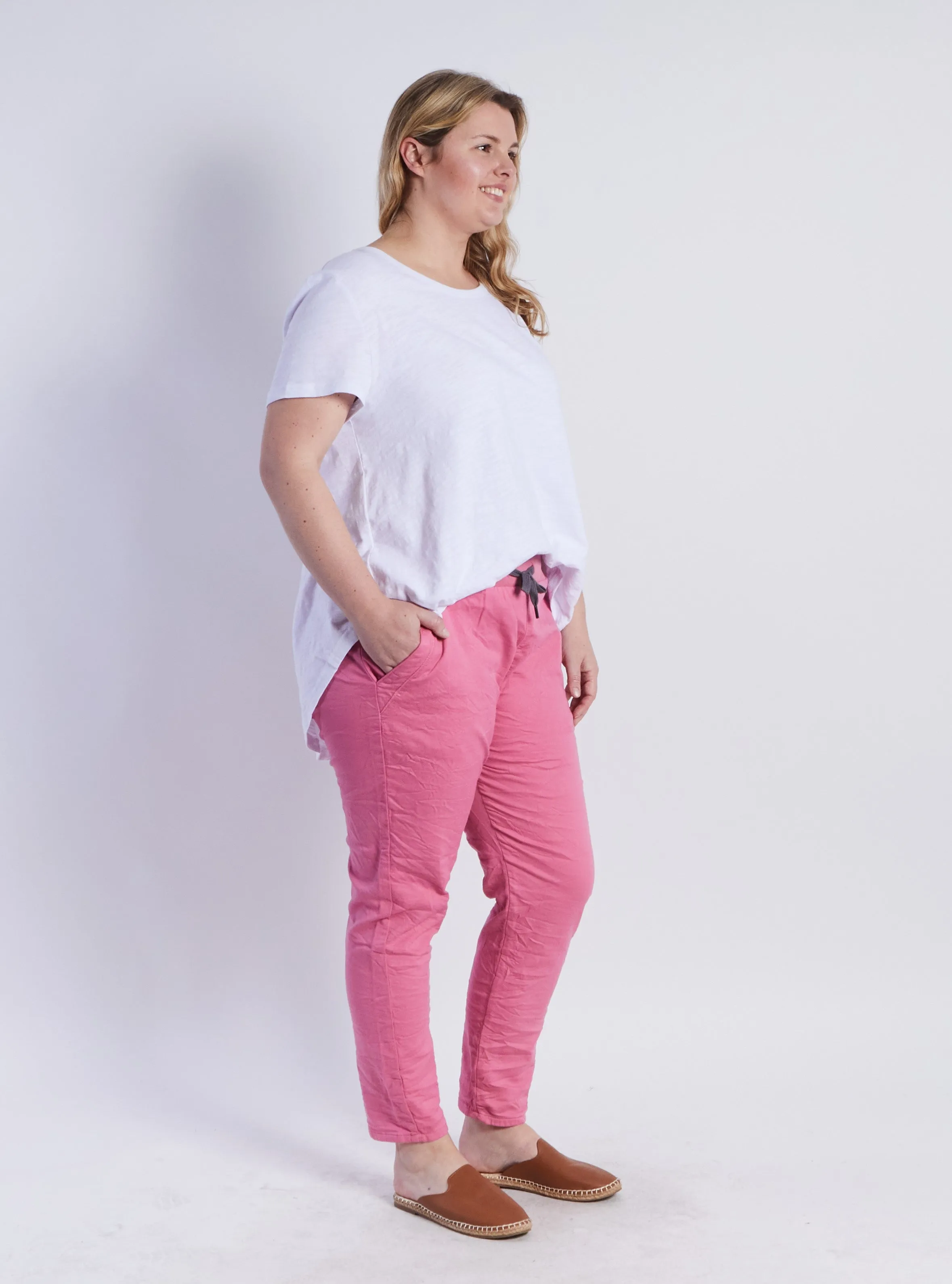 Riley Denim Joggers - Pink