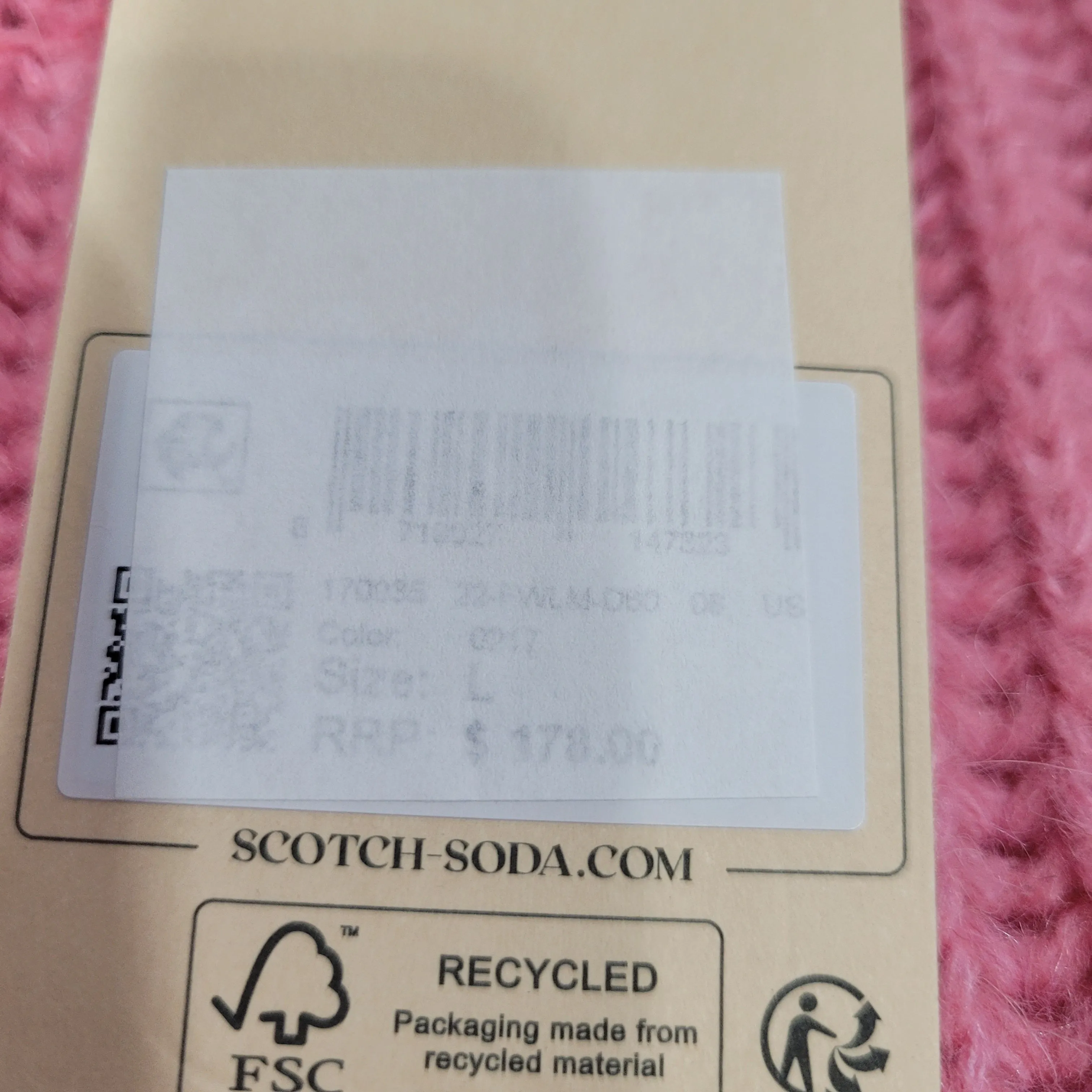 SCOTCH & SODA CHUNKY COLORBLOCK SWEATER IN PINK COMBO Large