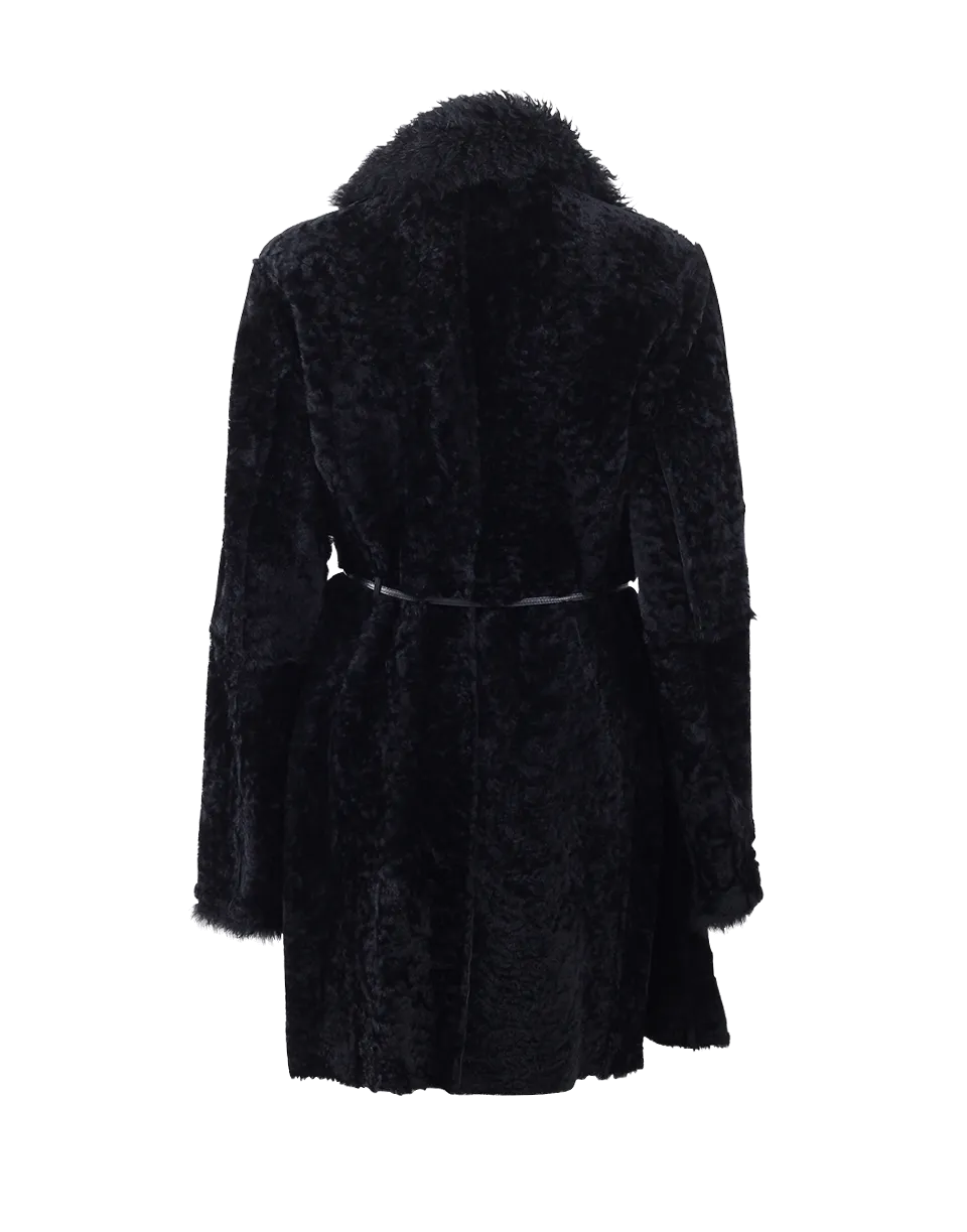 Shearling Drape Front Coat