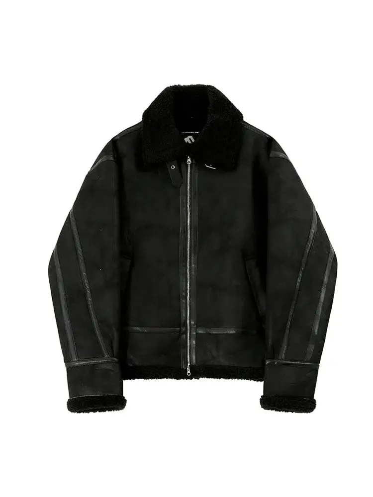 Shearling-Lined Collar Insulated Jacket